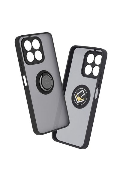SKYDDAR INNOVATION Case for Honor X8a, Glinth with 360° Magnetic Rotating Ring, Black, sticker set