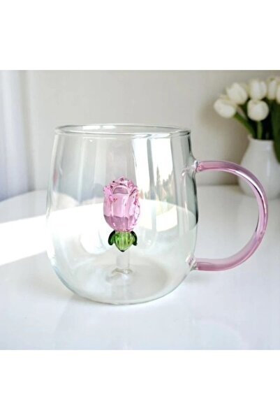 ECARLA Mug with glass tulip inside, double walls, borosilicate glass, 400 ml, SZK129