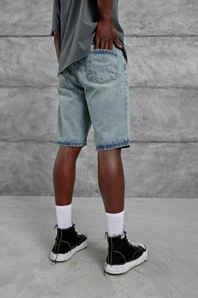 NOMARC Men's Navy Blue Mb Oversize Denim Shorts