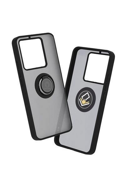 SKYDDAR INNOVATION Case for Xiaomi 13T / 13T Pro, Glinth with 360° Magnetic Rotating Ring, Black, sticker set