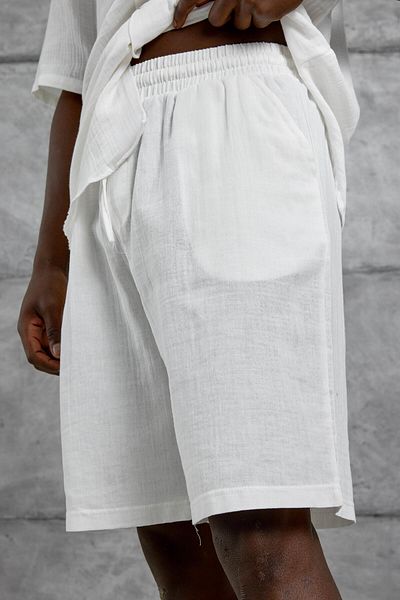 NOMARC Λευκό σορτς Muslin Basic