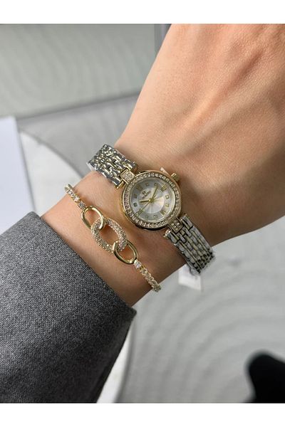 Homies Guaranteed Premium Women's Wristwatch Gold-Silver (White Dial) Rshms-226