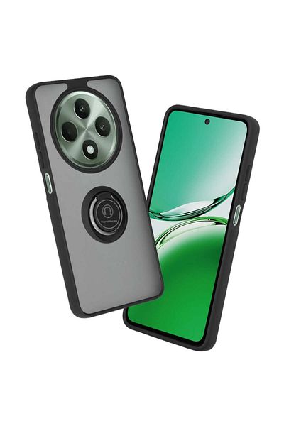 SKYDDAR INNOVATION Case for Oppo Reno12 F / Reno12 FS , Glinth with 360° Magnetic Ring, Black, sticker set