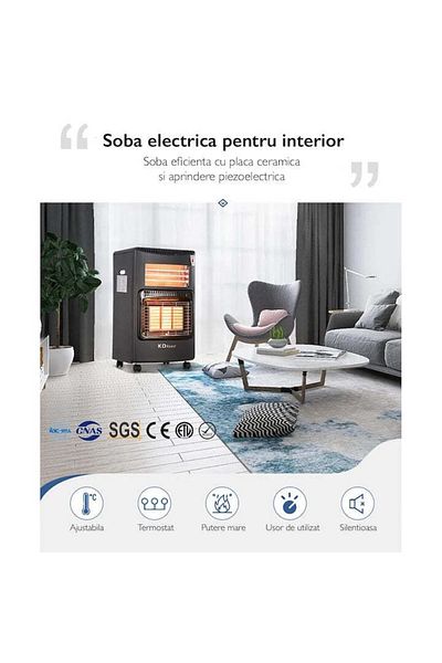 Kdhome Aragaz pe gaz GPL (cilindru) și încălzitor electric KD Home King