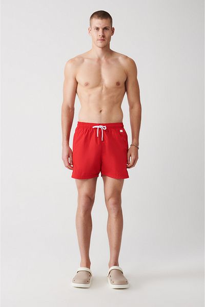 Avva Men's Red Quick Dry Standard Size Plain Special Swimsuit with Carrying Bag Swim Shorts A31Y3800