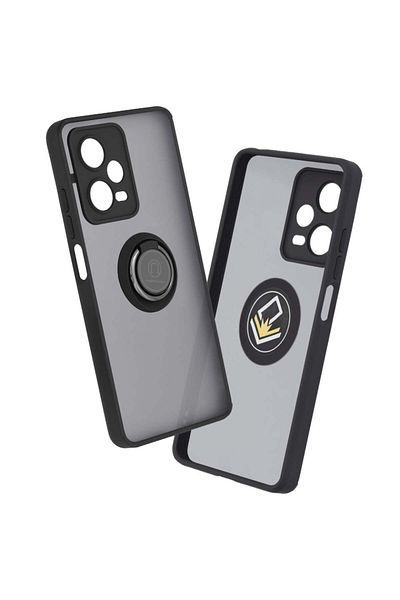 SKYDDAR INNOVATION Case for Xiaomi Redmi Note 12 Pro 5G, Glinth with 360° Magnetic Rotating Ring, Black, sticker set