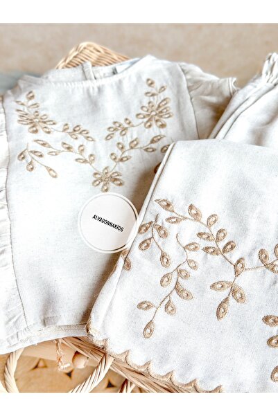 Alvadonna Ruffle Embroidery Girls' Bottom Top Set