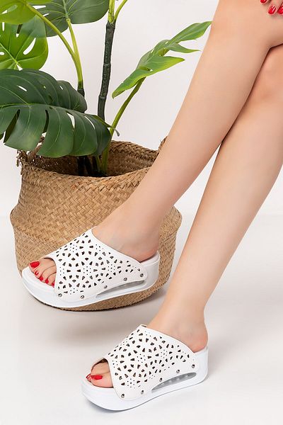 Nur Ortopedi Women's White Slippers Sabo