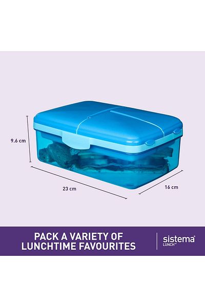 Sistema Lunch Slimline Quaddie Lunch Box 1.5 L Air-Tight and Stackable Food Storage Box