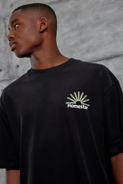 NOMARC Ανδρικό μπλουζάκι με στάμπα Homestar σε μαύρο χρώμα