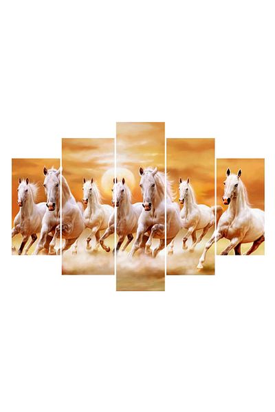 media Multicanvas painting 5 pieces Horses 1, 150 x 105 cm