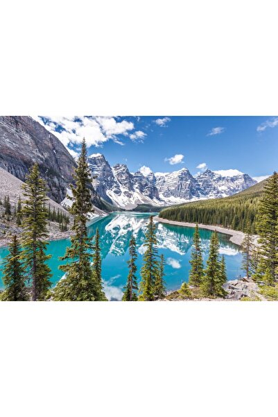 media Tablou canvas Lacul Moraine, munti, cer albastru, 45 x 30 cm