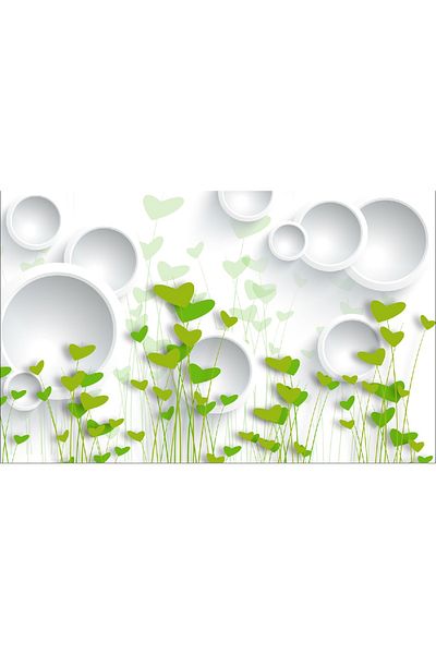 media Canvas painting Green hearts and white circles, 60 x 40 cm