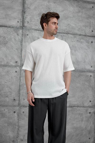 NOMARC Tricou alb Mrk Crinkle Fabric