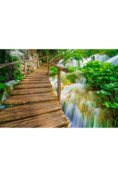 media Tablou canvas Podet de lemn peste cascada, 75 x 50 cm