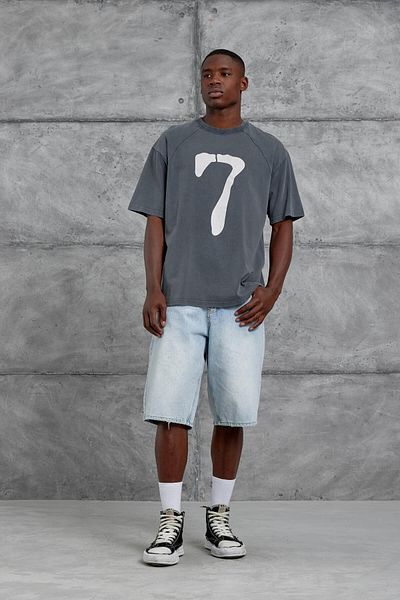 NOMARC Καπνιστό T-shirt Oversize Με Εκτύπωση Νο Επτά Πλενόμενο