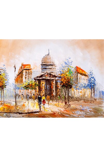 media Tablou canvas Strada din Paris, pictura, multicolor, 90 x 60 cm