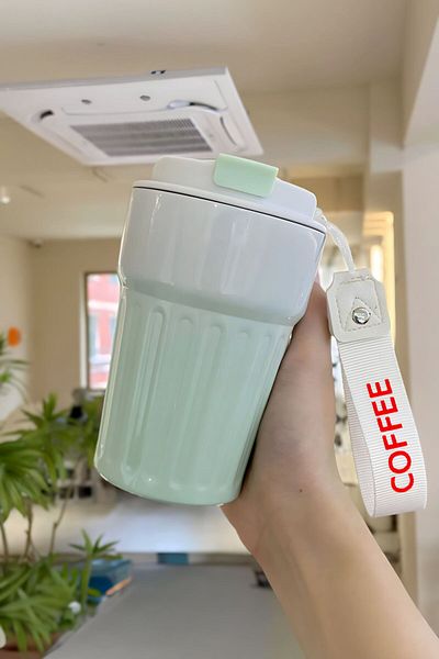 Weather Forecast 304 L Steel 400 ml Green White Gradient Hand Thermos Mug Cin918Ys