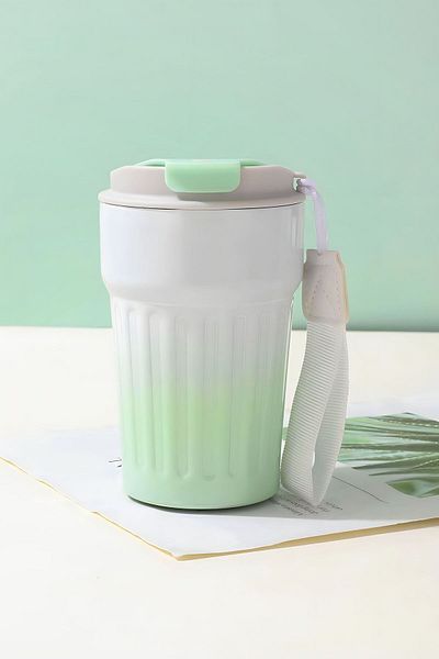 Weather Forecast 304 L Steel 400 ml Green White Gradient Hand Thermos Mug Cin918Ys