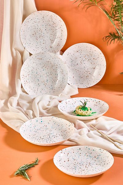 Lora Bianca Punti 6 Pcs 21 cm Dinner Plates