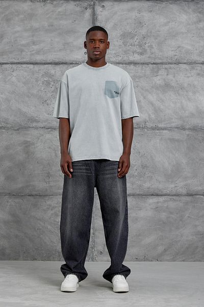 NOMARC Γκρι Born To Stand Out Γραμμένο Πλυμένο Oversize T-shirt