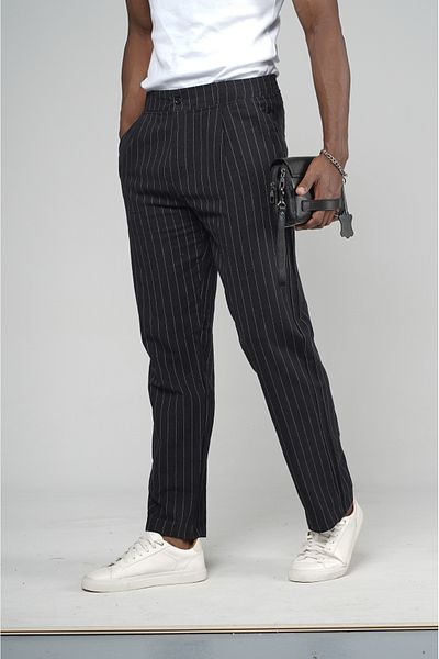 Butik TREND WE Λινό ύφασμα Lycra Φαρδύ ριγέ παντελόνι
