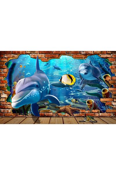 media Canvas painting Dolphin Escape, 105 x 70 cm
