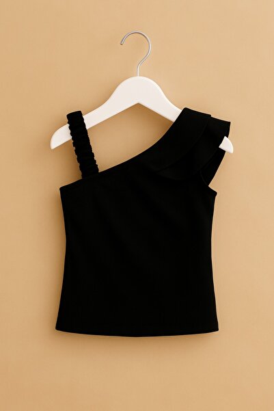 DeKuBaby One Shoulder and Ruffle Detailed Simple Elegans Asymmetrical Summer Children's Set