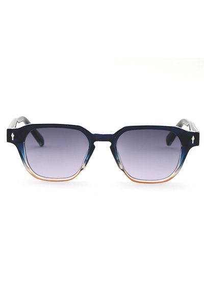 TomyHelf Square Design Navy Blue Orange Frame Stylish Handle Detailed Black Gradient Glass Unisex Sunglasses
