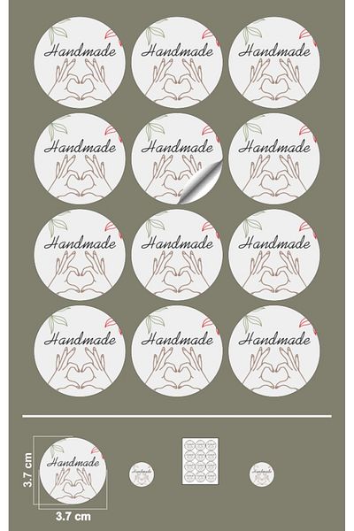 EcoNest Sticker Kuaste Hand Made (a Quality) Tag Round Cut (3,7X3,7Cm) 108 Pieces