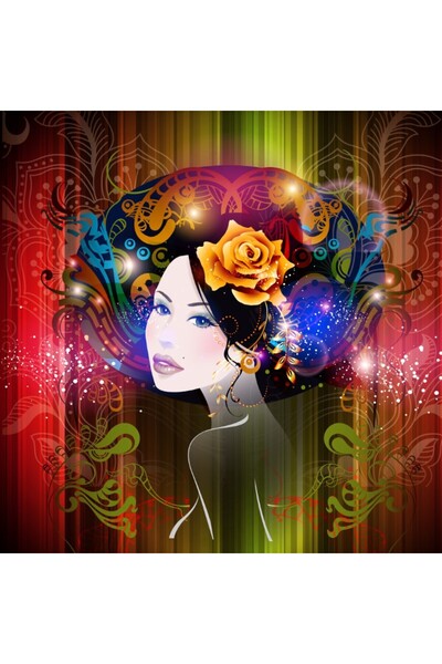 media Tablou canvas Portrait fata, creativ, arta, pictura, 60 x 60 cm