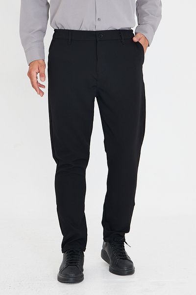 masso moda Men's Waist Half Elastic Belt Double Leg Bell Face Fabric Slim Fit Trousers