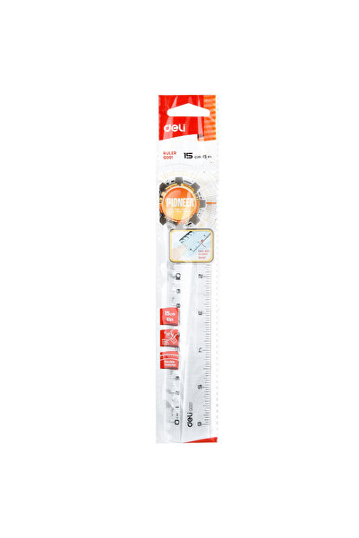 Deli Deli EG00112 Ruler, 15cm (6 Inch), Transparent Plastic – For School & Office Use