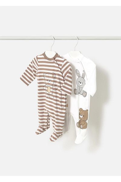 MAYORAL Baby Boy 2-Piece Jumpsuit Set Brown-White 1709