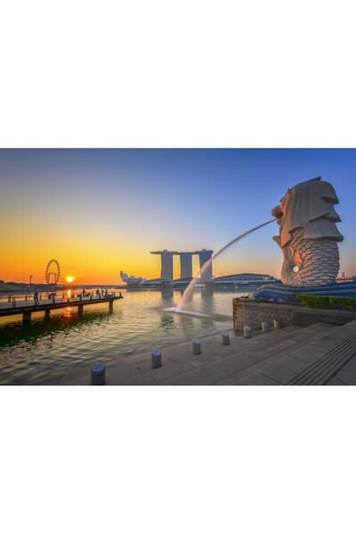 media Tablou canvas City85 Singapore rasarit, 105 x 70 cm