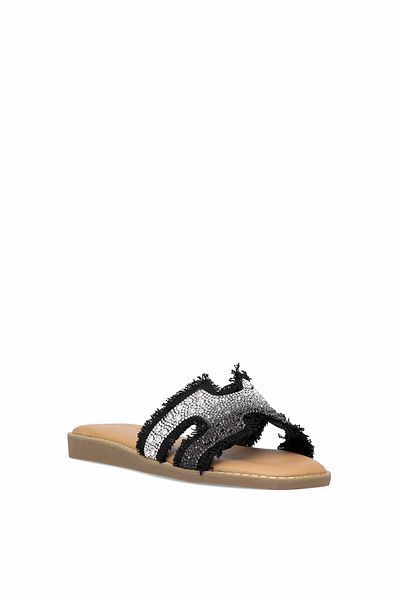 Guja 25Y177-1 Women's Stone Flat Slippers Black