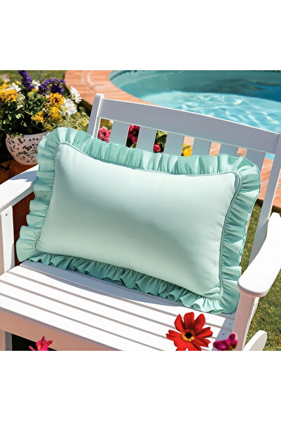 Bc Home Mint Green Country Ruffled Rectangular Throw Pillow Case, Vintage, No...