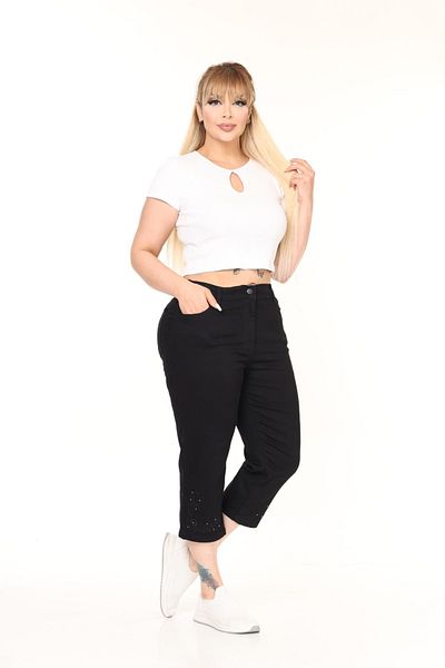EYLÜL BUTİK Women's Elastic Waist Capri
