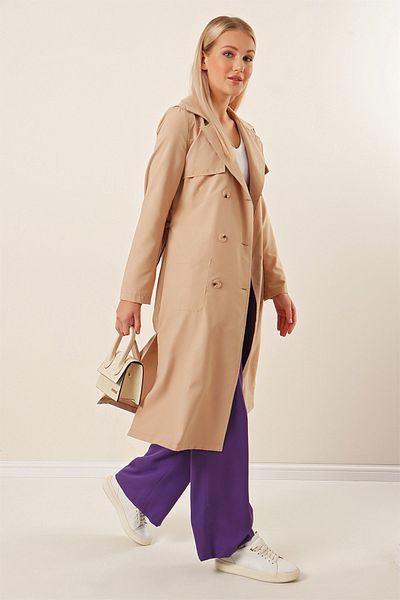 HAKKE Trench Coat Jacket with Pouch Pockets