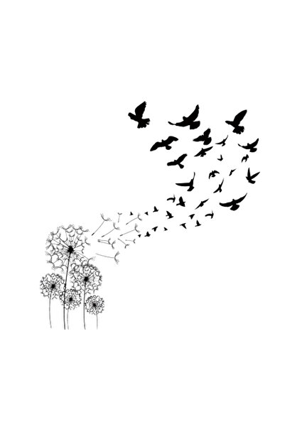 Original Deals RO Sticker Decorativ pentru Perete, Papadii si Pasari Negre, P...