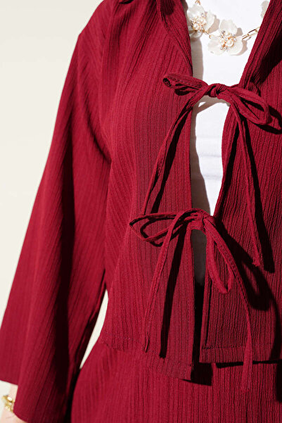 VOLT CLOTHİNG Women's Jacket Collar Bark Textured Skirt Suit