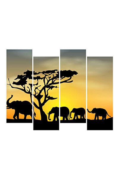 media Tablou multicanvas 4 piese Elefanti 1, 120 x 95 cm