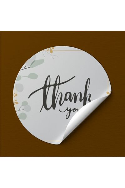 EcoNest Sticker Art Round Cut Thank You White Background (3,7X3,7Cm) 108 Pieces