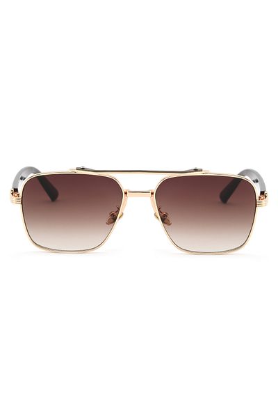 TomyHelf Rectangular Design Brown Frame Brown Glass Unisex Sunglasses
