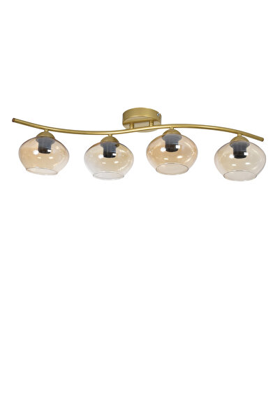 Modavize Maça Modern Tasarım - Salon Yatak Odası Mutfak Yemek Masası Eskitme Renk Bal Camlı 4 lü Avize