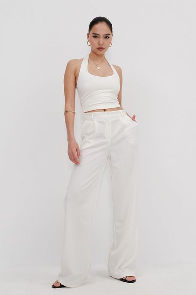 Addax High Waist Button Wide Leg Pants Pn13900-S1
