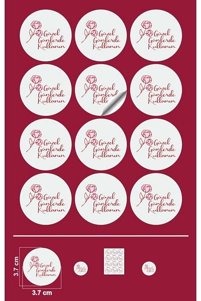 EcoNest Sticker Kuaste (a Quality) Round Cut Use on Nice Days White Floral (3,7X3,7Cm) 108 Pcs