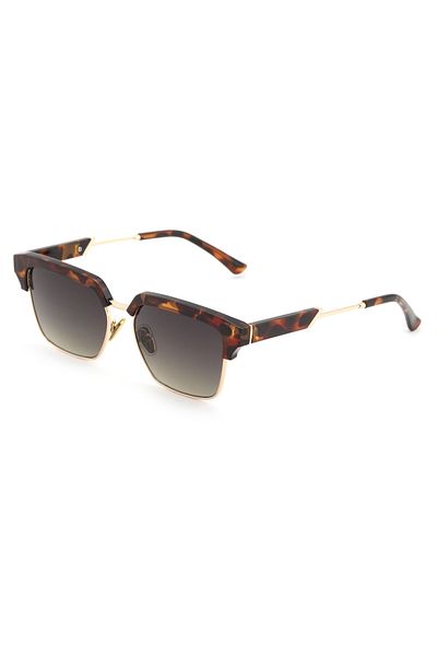 TomyHelf Square Half Frame Design Leopard Frame Black Glass Women&Men Sunglasses