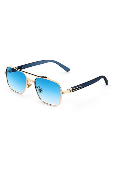 TomyHelf Rectangular Design Gold Frame Blue Glass Unisex Sunglasses