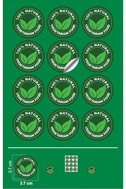 EcoNest 100% Natural Vegetarian Food (A KALİTE) Sticker Kuşe Yuvarlak Kesim Y...